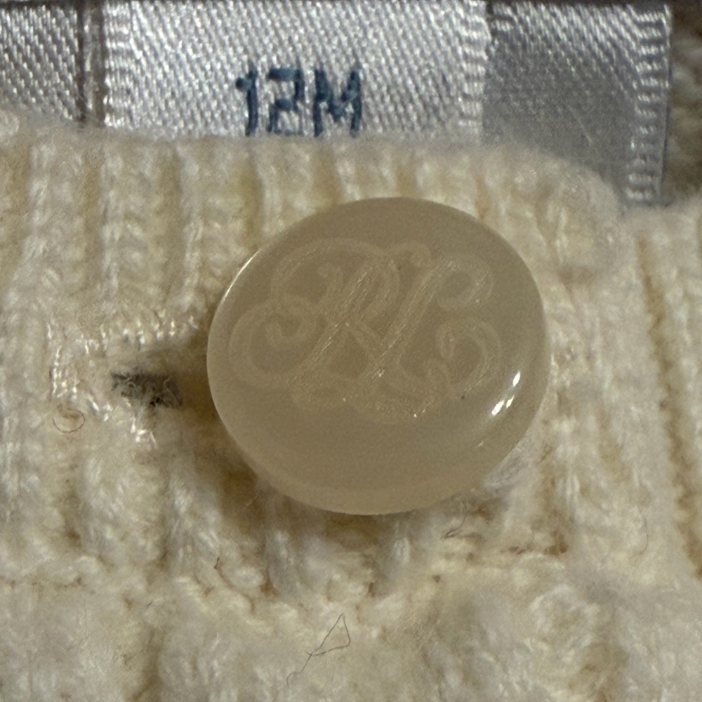 Ralph Lauren Ivory Cable Knit Cardigan with Polo Pony - Picture 4 of 4